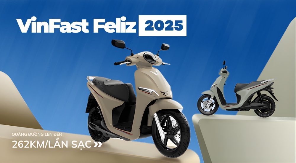 VinFast Feliz 2025: Xe điện đô thị dáng cao, đi xa tới 262 km, cốp 34 lít