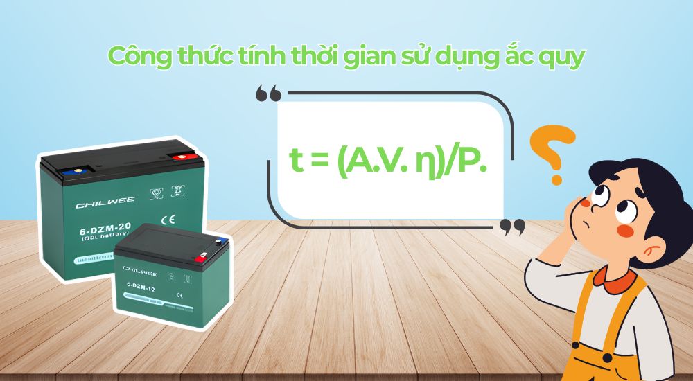 Công thức tính thời gian sử dụng ắc quy