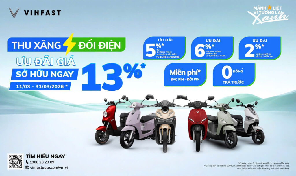 [SIÊU ƯU ĐÃI] THU XĂNG ĐỔI ĐIỆN – CHUYỂN ĐỔI XANH BỀN VỮNG